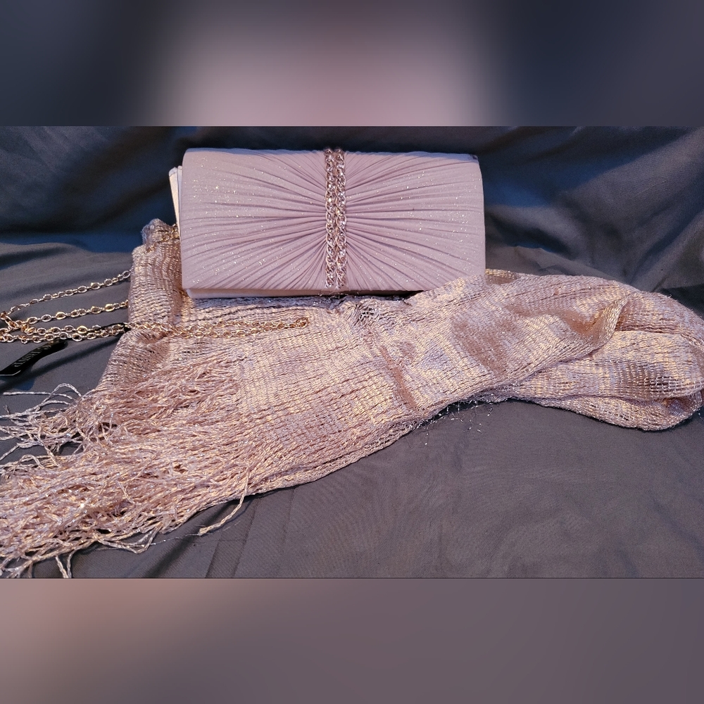 Rose Gold Clutch and Scarf/ Wrap